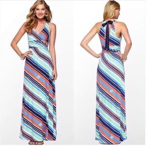 Lilly Pulitzer Amanda Maxi Dress women's size S multicolor nautical striped